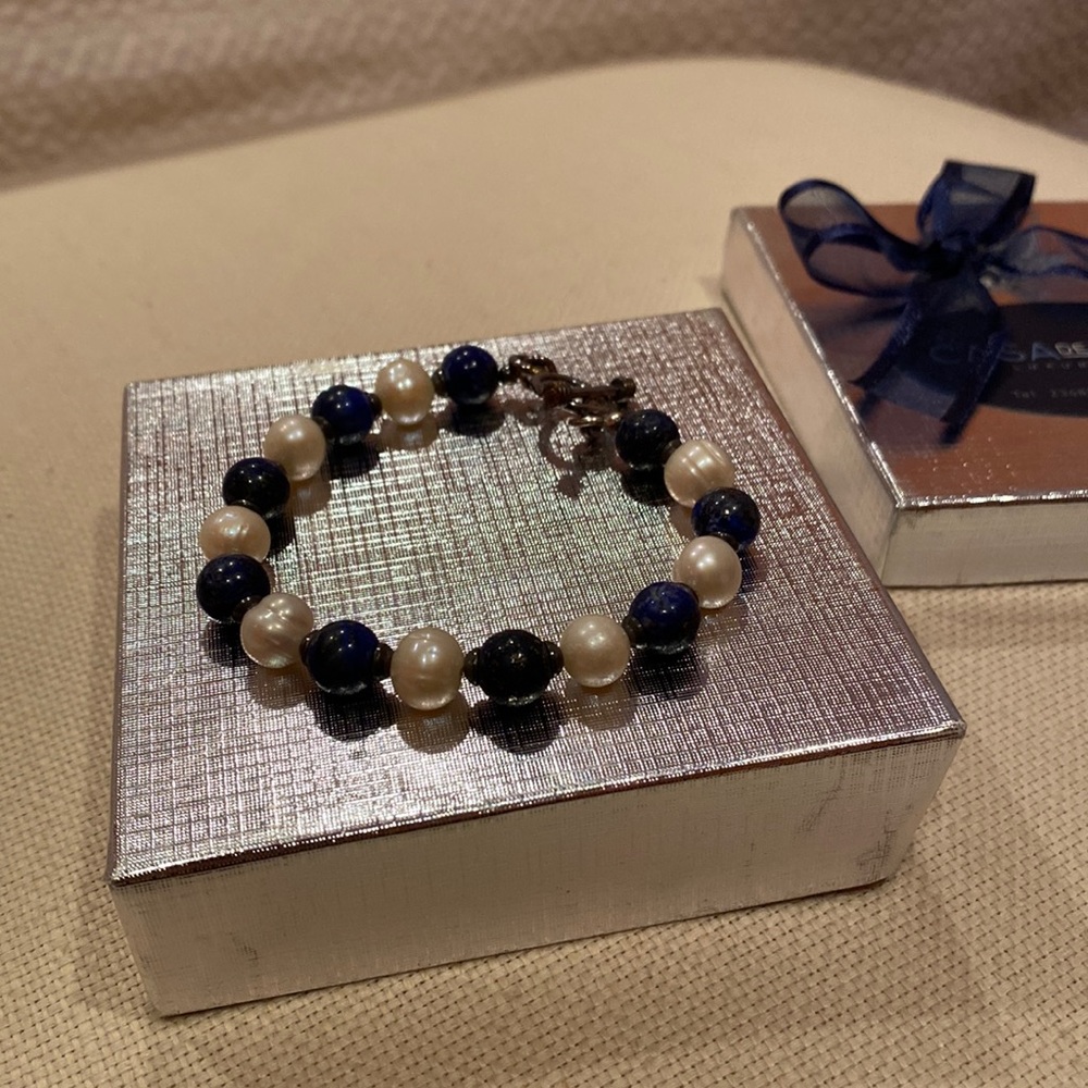 casa de playa pearl and blue stone bracelet